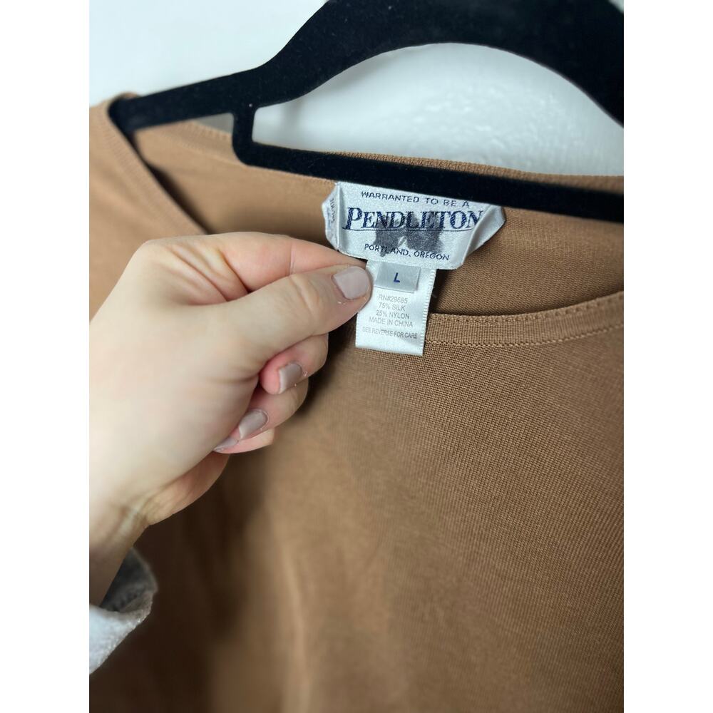 Vintage Pendleton Women's Brown Silk Blend Knit Short Sleeve Top Size Large - Picture 3 of 5